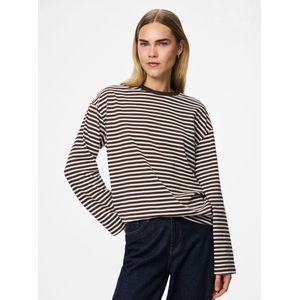 PIECES - PCSadie - Shirt - Chocoladebruin/Wit - Lange Mouwen