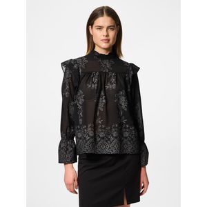 PIECES - Blouse 'PCNolia' - Donkergrijs/Zwart - Blouseshirt