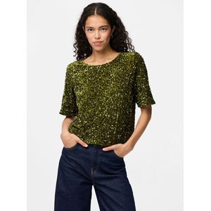 Pckam - Pailletten Shirt - U-hals - 2/4 Mouwen