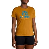 Brooks T-shirt voor dames, Oker/Run with Nature, 25