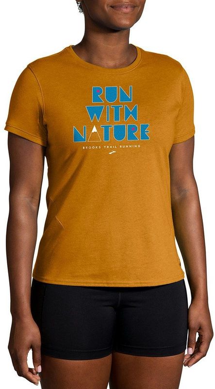 Brooks T-shirt voor dames, Oker/Run with Nature, 25