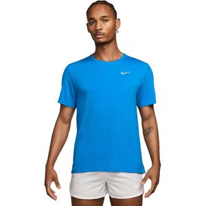 Nike - Miler UV - Hardlooptop - Blauw - Korte Mouwen - Dri-FIT