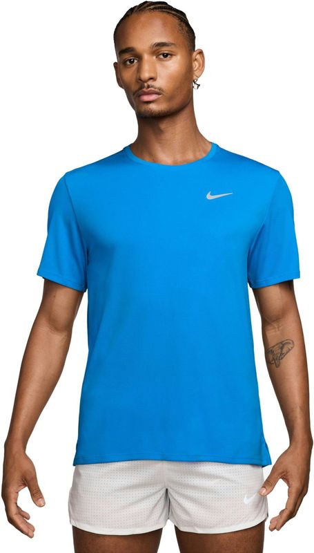 Nike - Miler UV - Hardlooptop - Blauw - Korte Mouwen - Dri-FIT