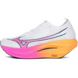 Mizuno - WAVE REBELLION PRO 3 - Hardloopschoenen - Wit/Roze Tetra/Tang Oranje