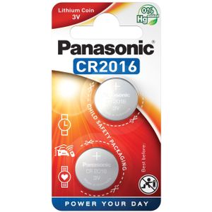 2 Stuks (1 Blister a 2st) - Panasonic CR2016 Professional Electronics 3V 90mAh Lithium knoopcel