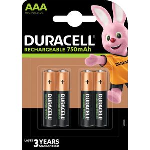 Duracell Rechargeable AAA 750mAh batterijen - 4 stuks