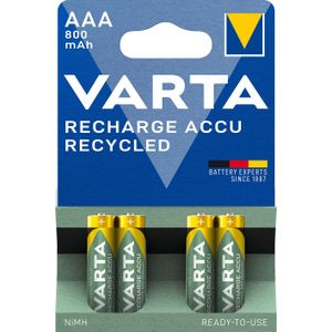 Varta Recycled Oplaadbare AAA Batterijen | 800 mAh | NiMH