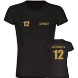 multifanshop Damen T-Shirt - Germany - Trikot Nummer 12 Gold - Druck gold metallic - Frauen