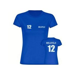 multifanshop Damen T-Shirt - Bielefeld - Trikot Nummer 12 - Druck weiß - Frauen