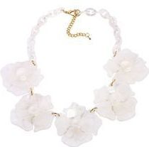 Steuer Modeschmuck Collierkette Blütencollier in der Farbe weiß/perlmutt