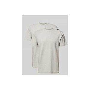 T-Shirt mit geripptem Rundhalsausschnitt