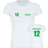 multifanshop Damen T-Shirt - Mönchengladbach - Trikot Nummer 12 - Druck grün - Frauen