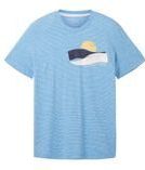 Tom Tailor T-Shirt Gestreiftes Kurzarmshirt mit Rundhalsausschnitt und Foto-Print
