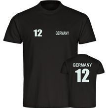 multifanshop Herren T-Shirt - Germany - Trikot Nummer 12 - Druck weiß - Männer