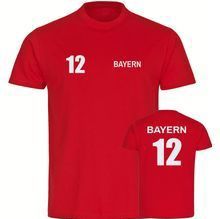 multifanshop Herren T-Shirt - Bayern - Trikot Nummer 12 - Druck weiß - Männer