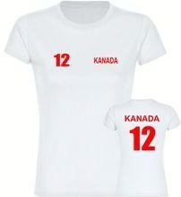 multifanshop Damen T-Shirt - Kanada - Trikot Nummer 12 - Druck rot - Frauen