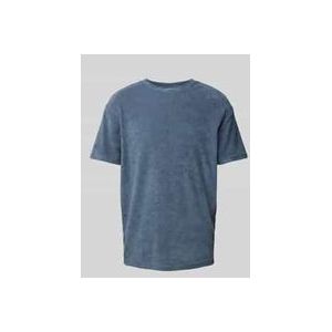 T-Shirt mit geripptem Rundhalsausschnitt Modell 'HELLAS'