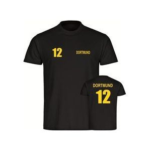 multifanshop Herren T-Shirt - Dortmund - Trikot Nummer 12 - Druck gelb - Männer