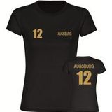 multifanshop Damen T-Shirt - Augsburg - Trikot Nummer 12 gold - Druck gold metallic - Frauen