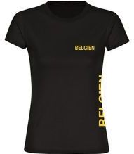 multifanshop Damen T-Shirt - Belgien - Brust & Seite - Druck gelb - Frauen