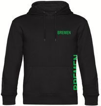 multifanshop Kapuzen Sweatshirt - Bremen - Brust & Seite - Druck grün - Hoodie