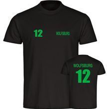 multifanshop Herren T-Shirt - Wolfsburg - Trikot Nummer 12 - Druck grün - Männer