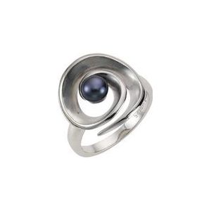 Zeeme Pearls Ring Silber 925 rhodiniert mit schwarzer Perle