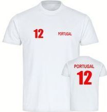 multifanshop Kinder T-Shirt - Portugal - Trikot Nummer 12 - Druck rot - Kind