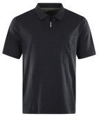 Hajo Shirt Gestreiftes Kurzarm-Poloshirt Softknit mit verdecktem Reißverschluss und Brusttasche in Regular Fit