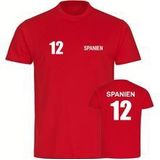 multifanshop Kinder T-Shirt - Spanien - Trikot Nummer 12 - Druck weiß - Kind
