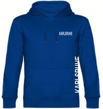 multifanshop Kapuzen Sweatshirt - Karlsruhe - Brust & Seite - Druck weiß - Hoodie