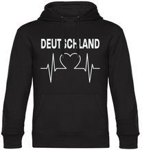 multifanshop Kapuzen Sweatshirt - Deutschland - Herzschlag - Druck weiß - Hoodie