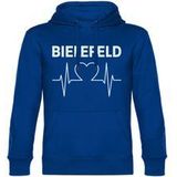 multifanshop Kapuzen Sweatshirt - Bielefeld - Herzschlag - Druck weiß - Hoodie