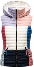 NAVAHOO Damen Steppweste Ärmellose Weste im Colourblocking-Stil und Kapuze Shadaa Multikulti