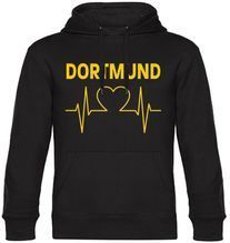 multifanshop Kapuzen Sweatshirt - Dortmund - Herzschlag - Druck gelb - Hoodie