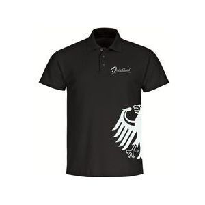 multifanshop Poloshirt - Deutschland - Adler seitlich - Druck weiß - Polo