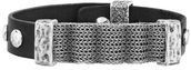 Seven-24 Armband Edelstahl mit schwarzem Leder
