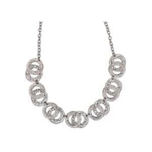 Steuer Modeschmuck Collierkette Metallcollier silberfarben mit Strasssteinchen