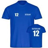 multifanshop Herren T-Shirt - Deutschland - Trikot Nummer 12 - Druck weiß - Männer