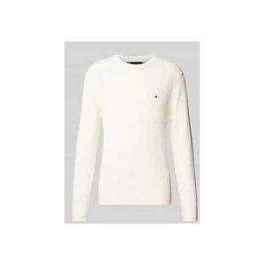 Slim Fit Strickpullover mit Fischgrät-Struktur