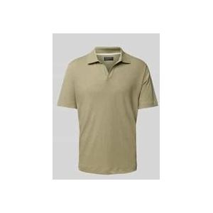 Regular Fit Poloshirt aus Baumwoll-Leinen-Mix