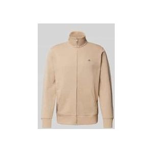 Regular Fit Sweatjacke mit Label-Stitching