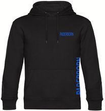multifanshop Kapuzen Sweatshirt - Paderborn - Brust & Seite - Druck blau - Hoodie