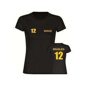 multifanshop Damen T-Shirt - Brasilien - Trikot Nummer 12 - Druck grün - Frauen