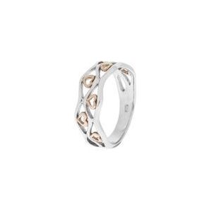 Zeeme Silber Ring Silber 925 zweifarbig mit Herz-Motiven