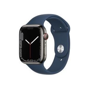 Apple Watch Series 7 (2021) GPS 41 mm - Rostfreier Stahl Graphit - Sportarmband Blau