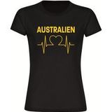 multifanshop Damen T-Shirt - Australien - Herzschlag - Druck gelb - Frauen