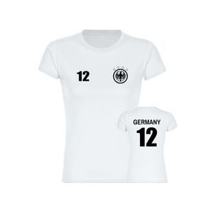 multifanshop Damen T-Shirt - Germany - Adler Retro Trikot 12 - Druck schwarz - Frauen