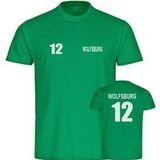 multifanshop Kinder T-Shirt - Wolfsburg - Trikot Nummer 12 - Druck weiß - Kind