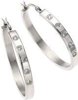Zeeme Stainless Steel Ohrringe Edelstahl mit weißen Zirkonia-Steinen 35mm Durchmesser